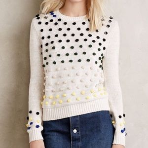 Anthropologie Moth Candy Dot Pom Pom Sweater